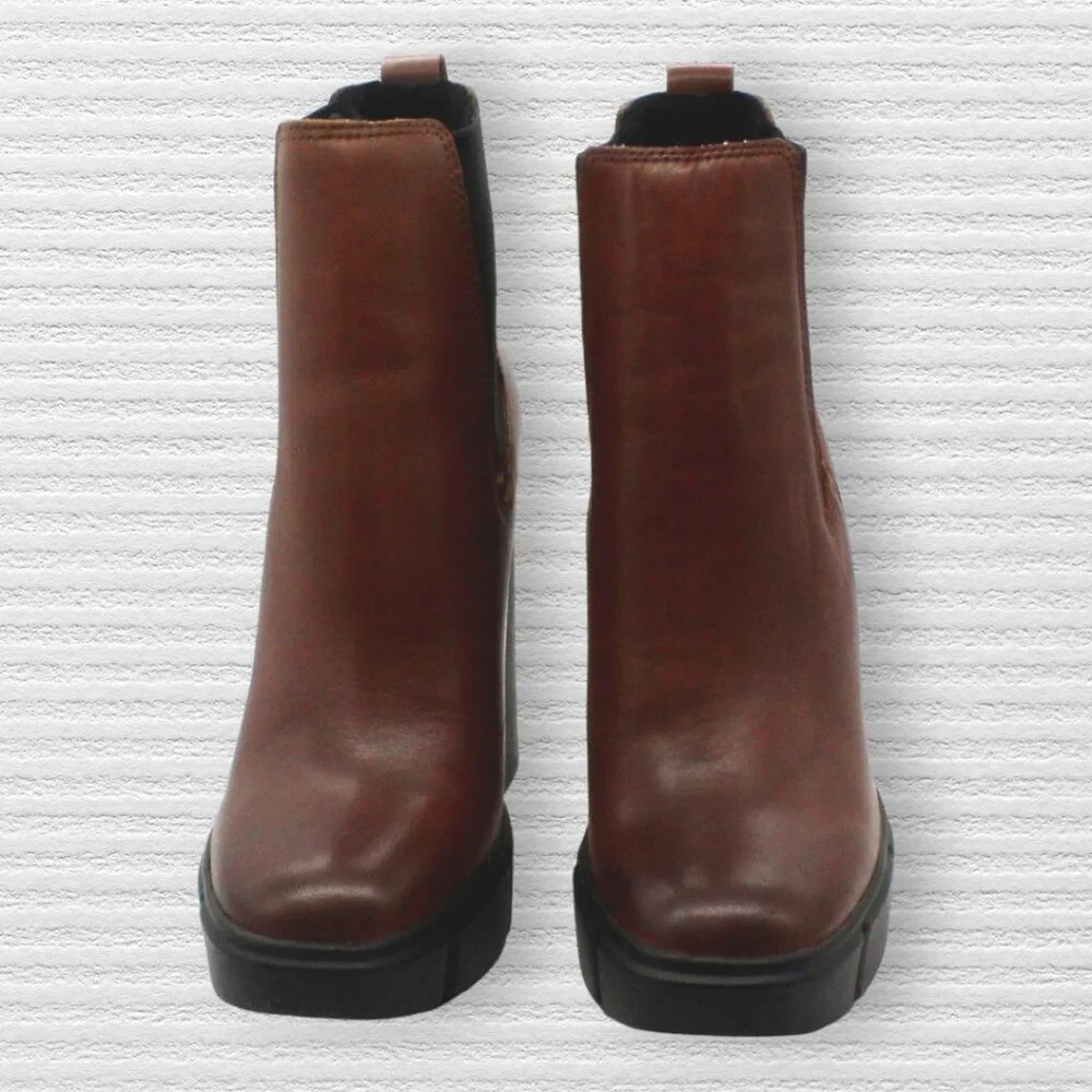 Steve Madden Women's Revised Leather Platform Chelsea Boots - Brown, Size 5 - Picture 3 of 8